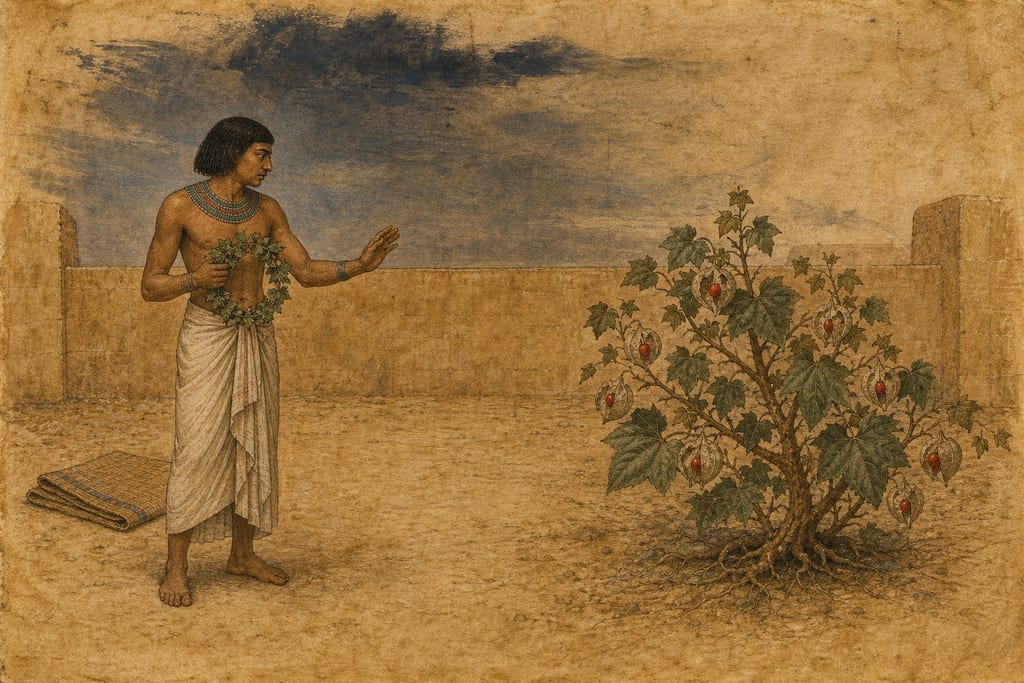 EIGHT REMEDIES DERIVED FROM THE TRYCHNUM OR STRYCHNUM, HALICACABUM, CALLIAS, DORCYNION, MANICON, NEURAS, MORIO, OR MOLY. Complete modern editorial illustration created specifically for this chapter.