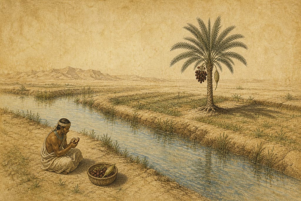 THE PALM WHICH PRODUCES MYROBALANUM: THREE REMEDIES. Complete modern editorial illustration created specifically for this chapter.