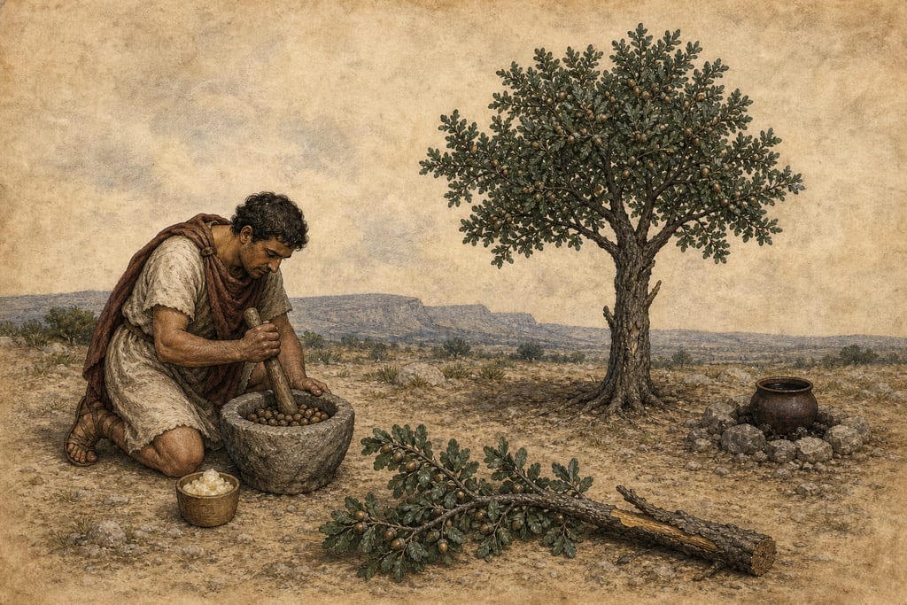 ACORNS: THIRTEEN REMEDIES. Complete modern editorial illustration created specifically for this chapter.