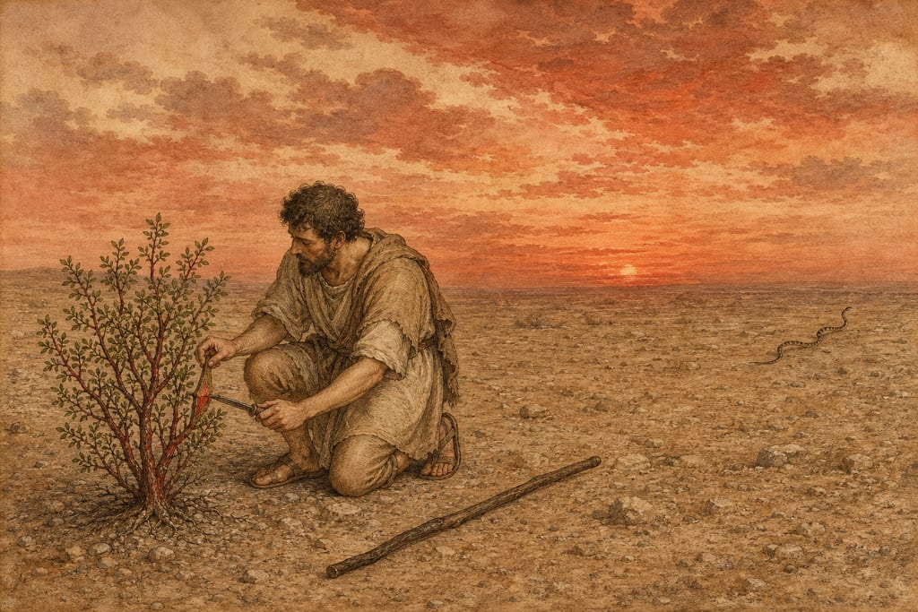THE BLOOD-RED SHRUB: ONE REMEDY. Complete modern editorial illustration created specifically for this chapter.