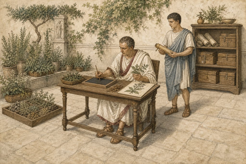THE LATIN AUTHORS WHO HAVE WRITTEN UPON THESE PLANTS. Complete modern editorial illustration created specifically for this chapter.
