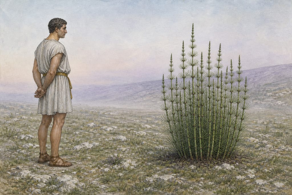 HIPPURIS, OTHERWISE CALLED EPHEDRON, ANABASIS, OB EQUISÆTUM; THREE KINDS OF IT: EIGHTEEN REMEDIES. Complete modern editorial illustration created specifically for this chapter.