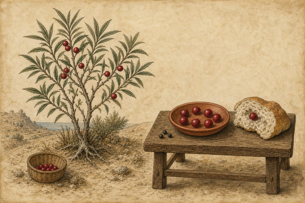 THE COCCUS CNIDIUS, OR GRAIN OF CNIDOS: TWO REMEDIES. Complete modern editorial illustration created specifically for this chapter.