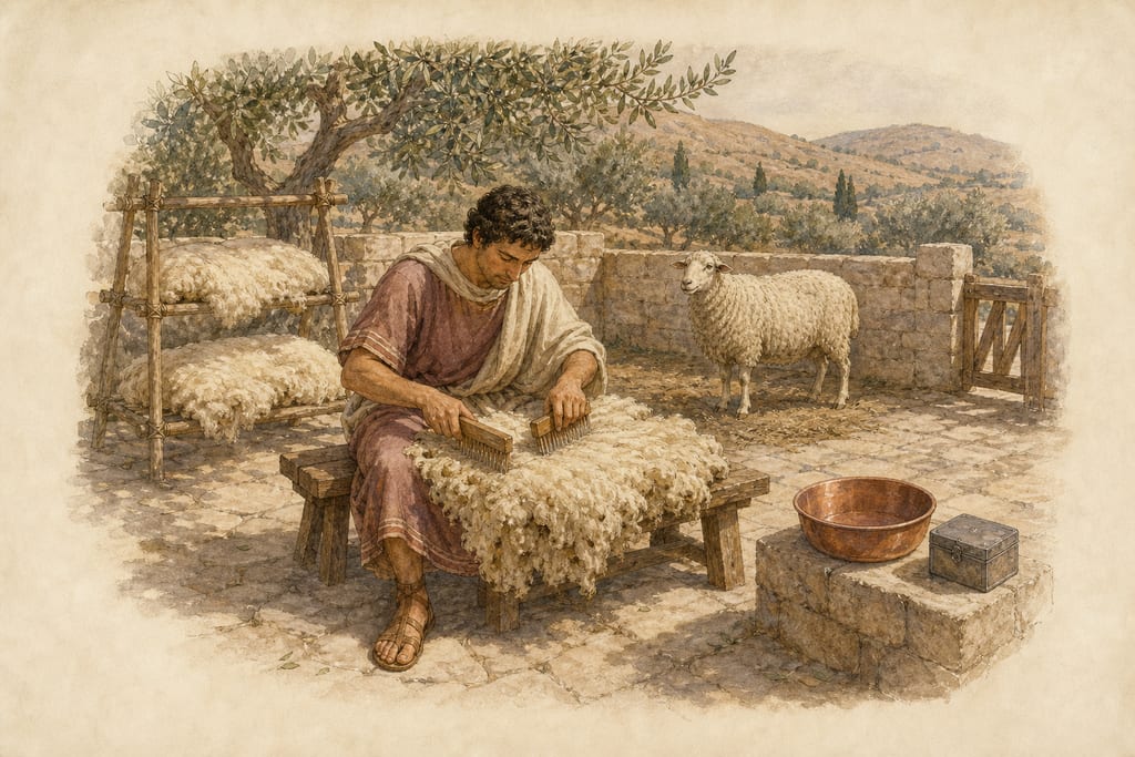 THIRTY-TWO REMEDIES DERIVED FROM WOOL-GREASE. Complete modern editorial illustration created specifically for this chapter.