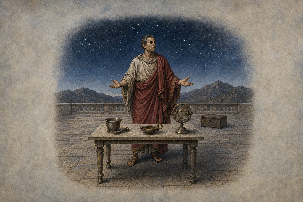 THE ORIGIN OF THE MAGIC ART. Complete modern editorial illustration created specifically for this chapter.