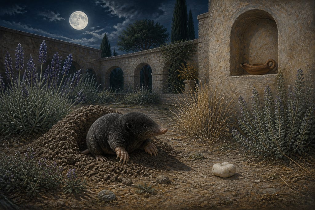 OPINIONS OF THE MAGICIANS RELATIVE TO THE MOLE. FIVE REMEDIES DERIVED FROM IT. Complete modern editorial illustration created specifically for this chapter.