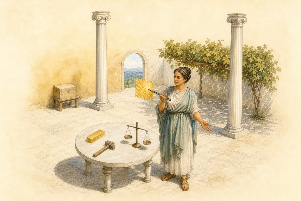 OTHER USES MADE OF GOLD, BY FEMALES. Complete modern editorial illustration created specifically for this chapter.