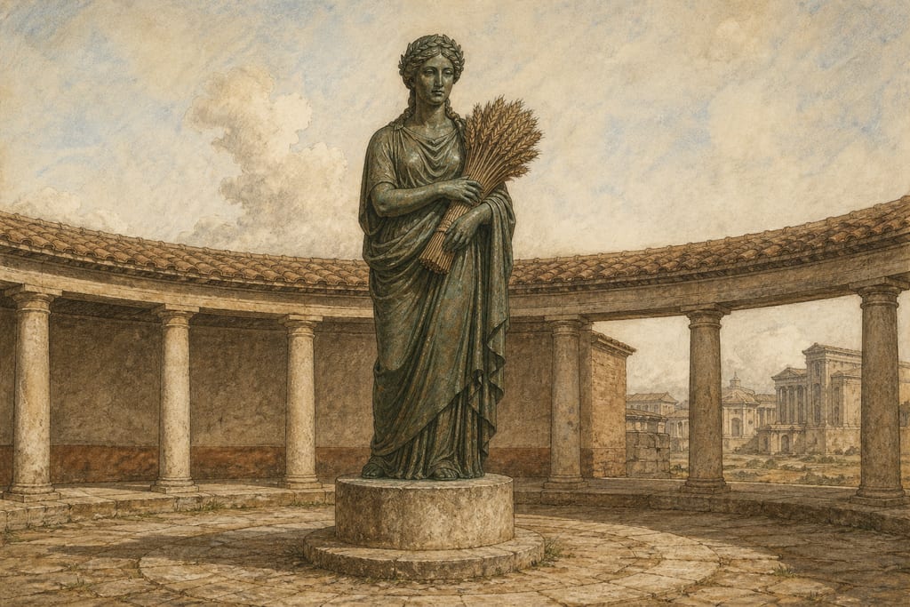 WHICH WAS THE FIRST STATUE OF A GOD MADE OF BRASS AT ROME. THE ORIGIN OF STATUES, AND THE RESPECT PAID TO THEM. Complete modern editorial illustration created specifically for this chapter.