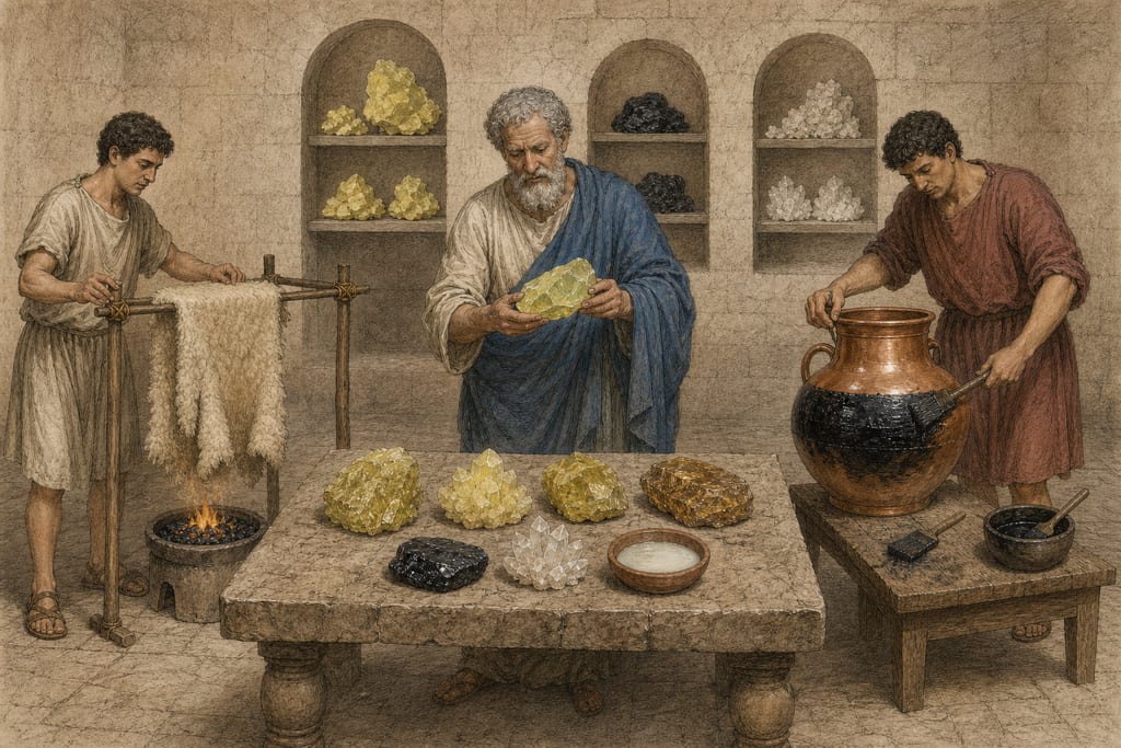 SULPHUR, AND THE SEVERAL VARIETIES OF IT: FOURTEEN REMEDIES. Complete modern editorial illustration created specifically for this chapter.