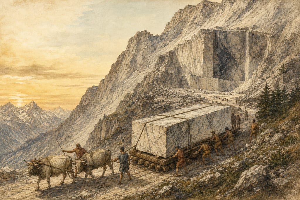 LUXURY DISPLAYED IN THE USE OF VARIOUS KINDS OF MARBLE. Complete modern editorial illustration created specifically for this chapter.
