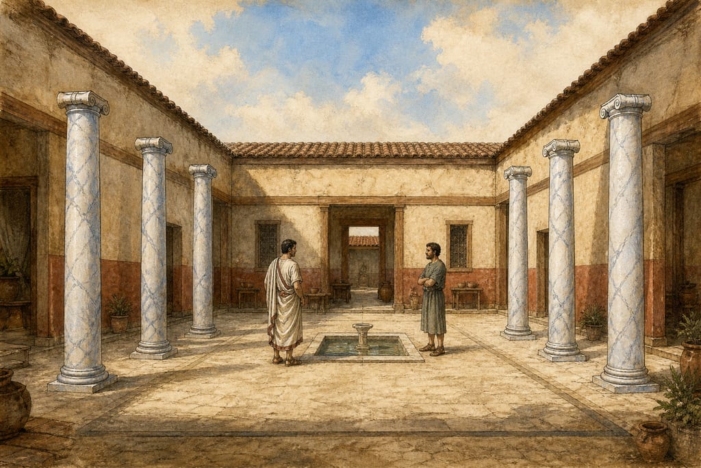 WHO WAS THE FIRST TO ERECT COLUMNS OF FOREIGN MARBLE AT ROME. Complete modern editorial illustration created specifically for this chapter.